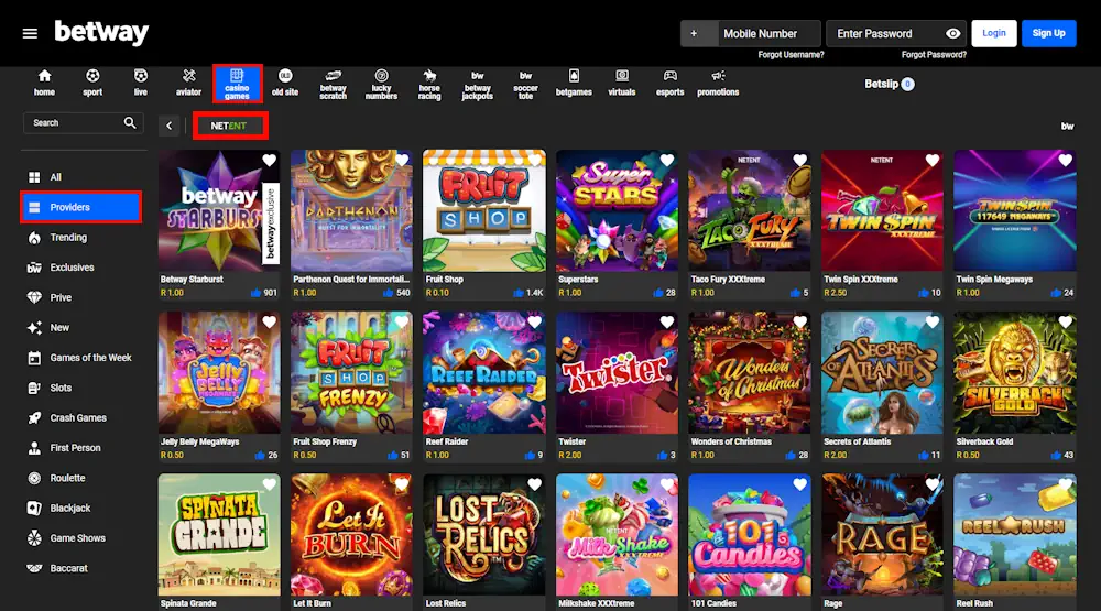 Betway NetEnt Games Screenshot